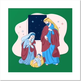 Nativity Scene Illustration Posters and Art